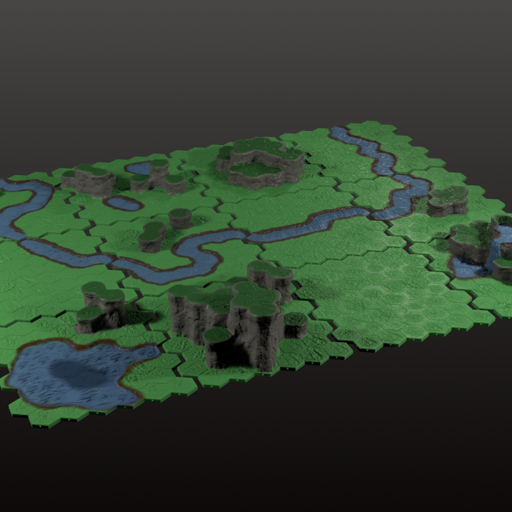3D Printable 6mm Scale Hex Terrain Tile System - Set of 12